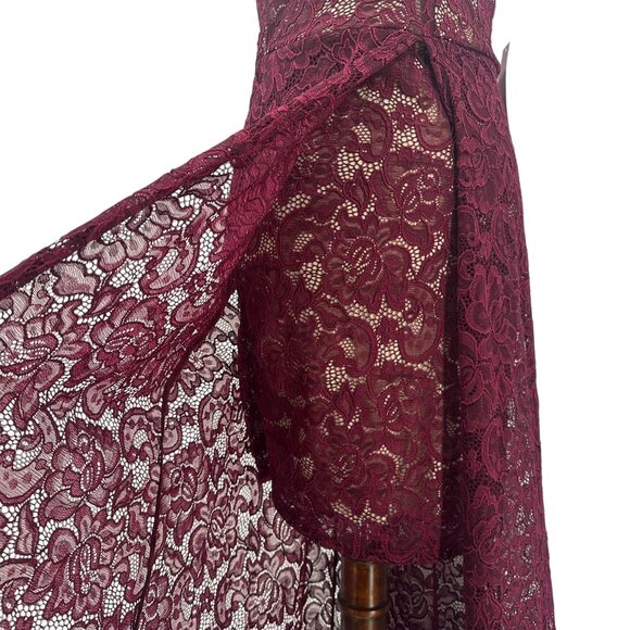NEW Venus Womens Small Dress High Low Lace Floral Wine Formal Party - Picture 3 of 12